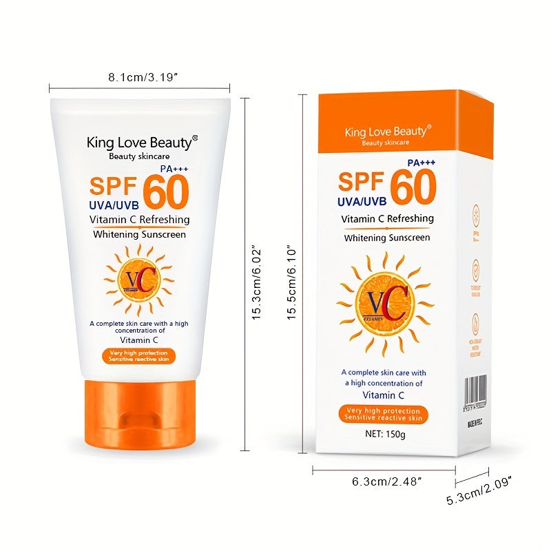 Personal Care
150g SPF 60 PA+++ Vitamin C Brightening Sunscreen, Broad Spectrum UVA/UVB Protection, Moisturizing & Sweat-Resistant, Suitable For Dry/Oily Skin Types, Non-Greasy Water-Resistant Formula