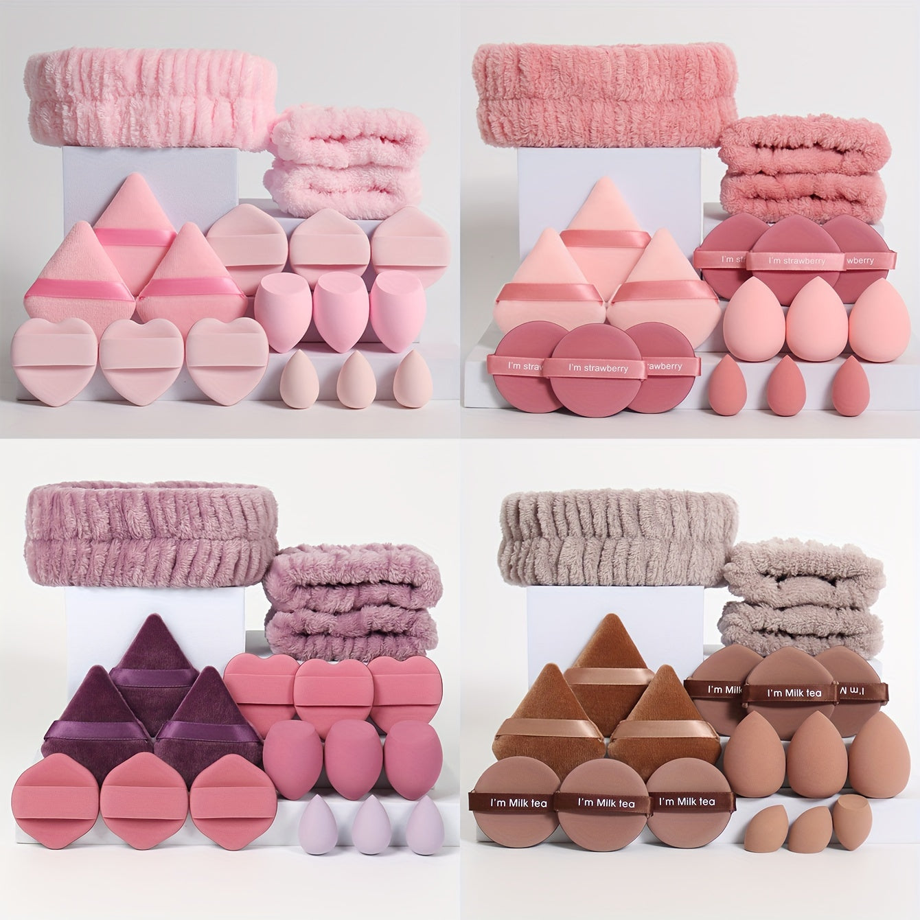 Beauty Tools
18-Piece Makeup Tool Set - Headband & Wrist Bands, Blending Sponges, Mini Sponges, Triangle Powder Puffs, & Air Cushion Puffs, Suitable For All Skin Types