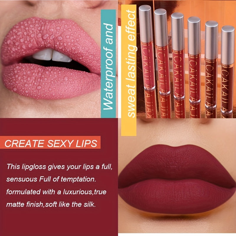 Makeup 6Pcs Matte Liquid Lipstick Set Lip Stain Makeup, 24 Hour Long Lasting Waterproof Dark Red Matte Matt Lipsticks Lip Gloss Sets For Women Valentine's Day Gifts For Music Festival