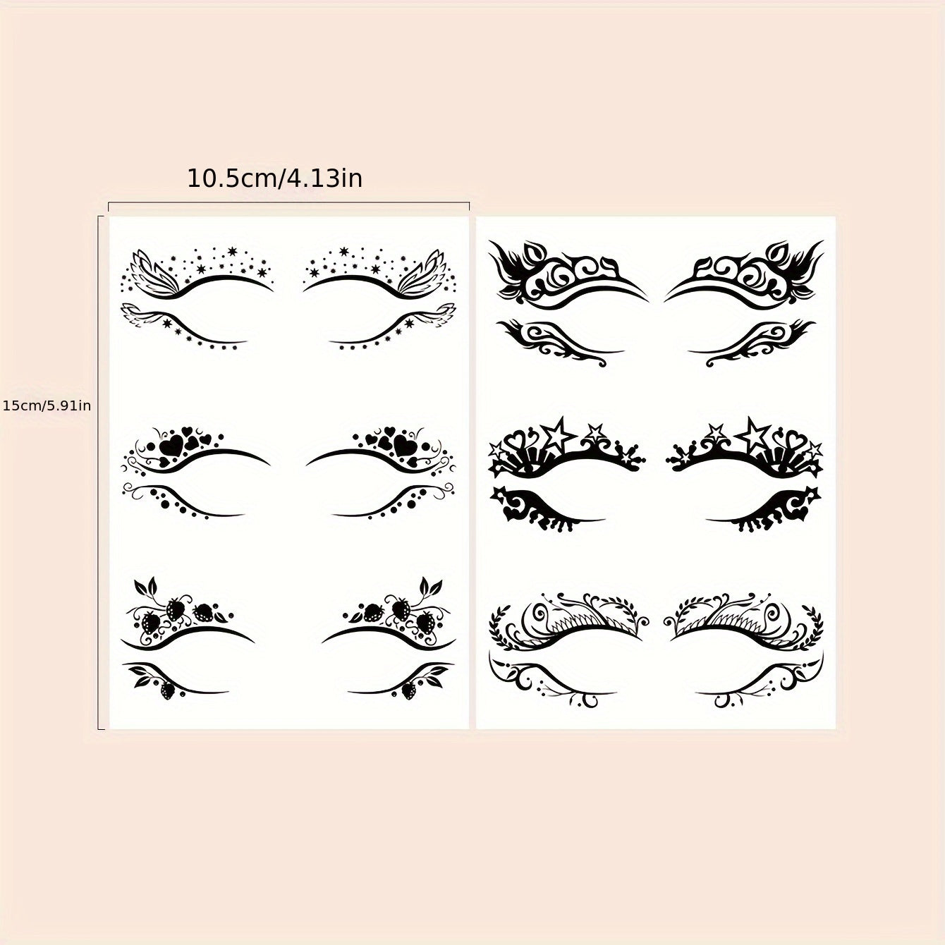 Temporary Tattoos
2 Pcs Heart Strawberry Star Temporary Tattoo Eye Liner Eyelash Waterproof Tattoo Sticker Face Body Art