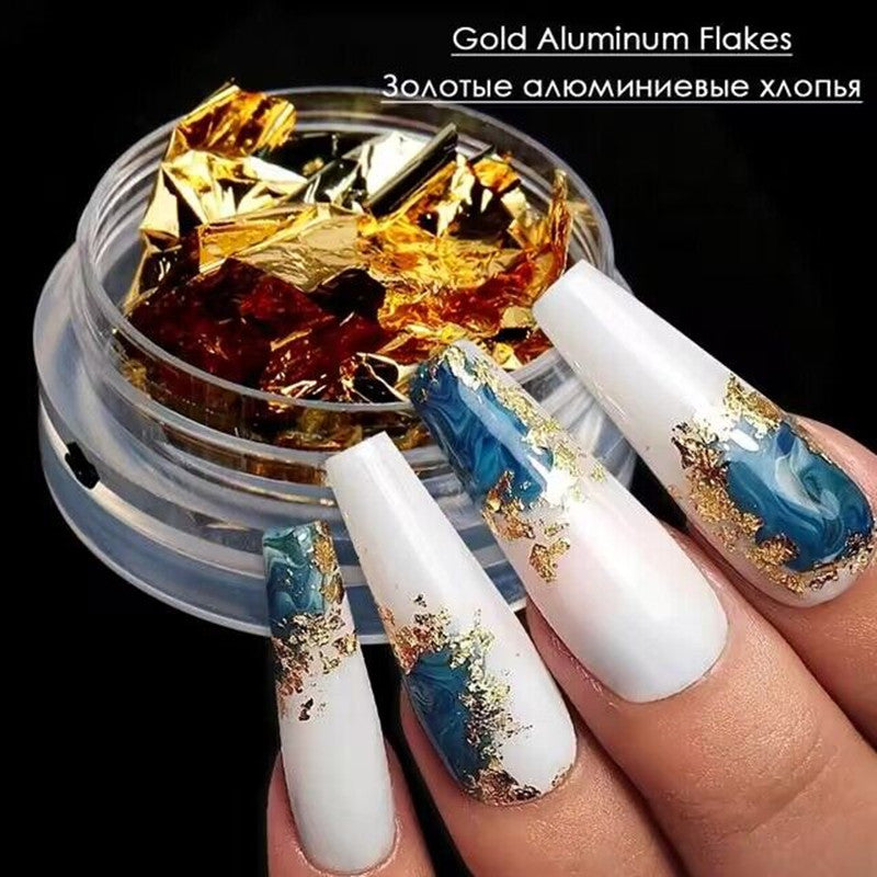 Nails
Golden & Silver Foil Nail Decoration