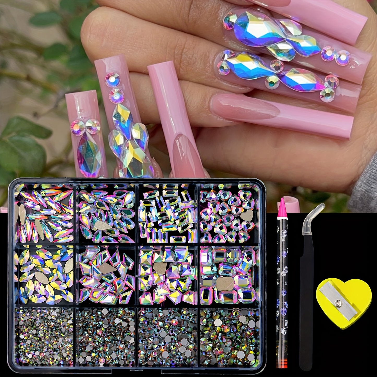 Nails
AB Nail Rhinestones Crystal Decorations Set With Nail Stone Drill Pen Manicure Accessories Supplies