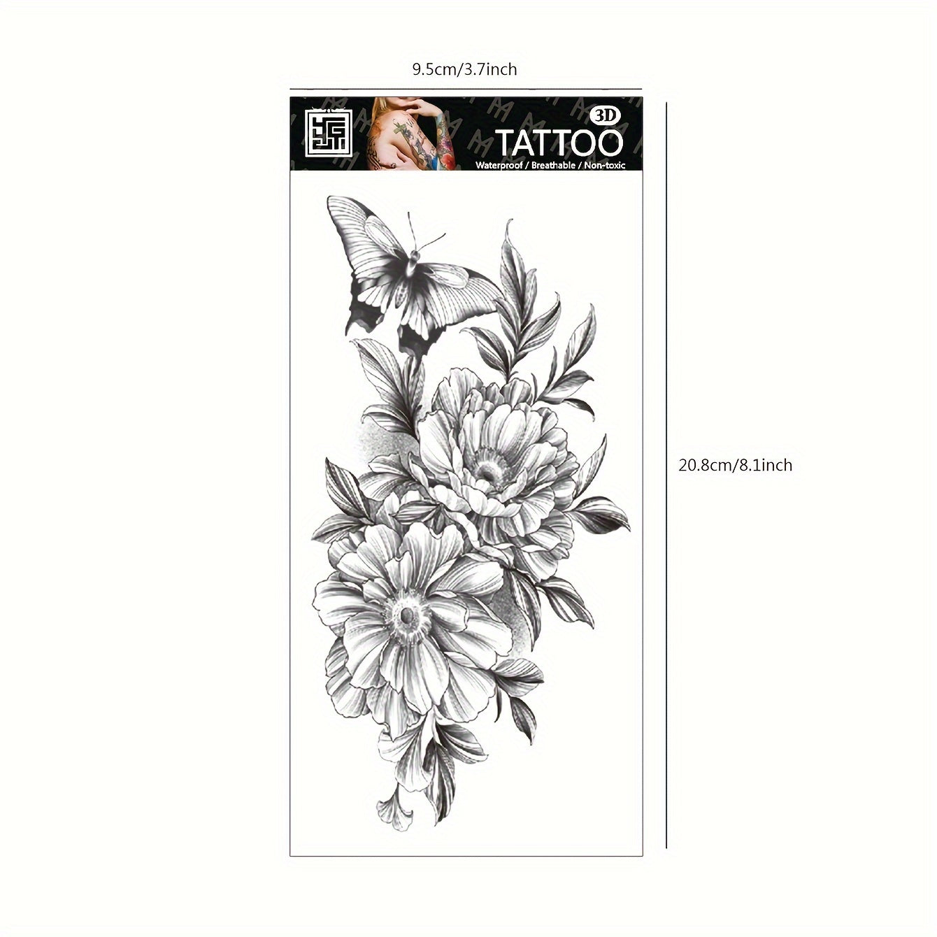 Temporary Tattoos
6pcs Black Flower Pattern Combination Of Tattoo, For Men And Women Arm Chest Tummy Back, Waterproof Simulation, Can Last For 3-5 Days Body Tattoo Sticker