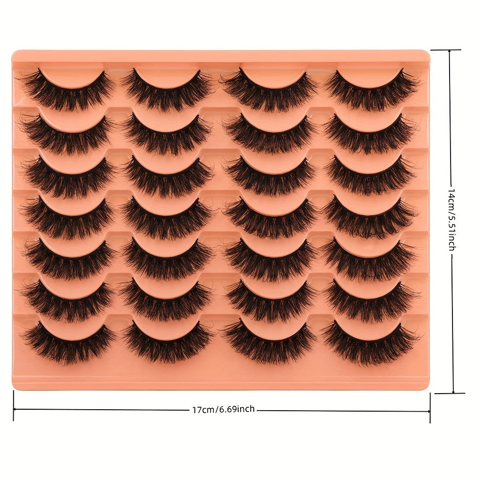 False Eyelashes
14 Pairs Natural Look False Eyelashes Thick Fluffy Faux Mink Lashes Pack Wispy Strip Fake Eyelashes Cat Eye Lashes That Look Like Extensions Black