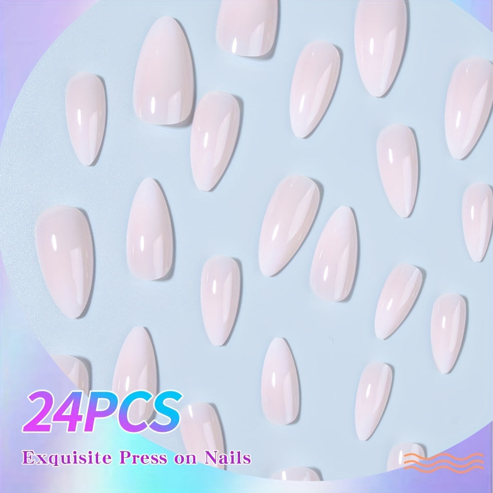 Nails
24pcs Nude Almond Press On Nails, Simple & Natural Gradient False Nails With Jelly Glue, Nail File & Wooden Stick Included For Women, Girls