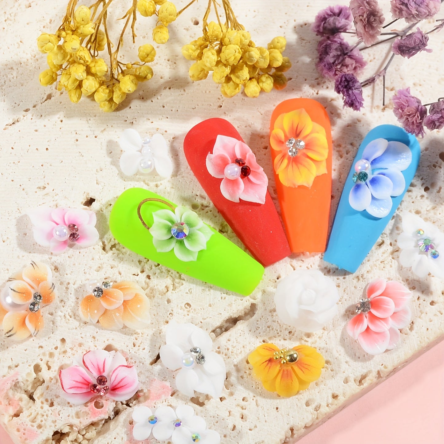 Nails
30 Pieces of 3D Flower Nail Art Charm Handmade Acrylic Flowers, Mixing 15 Designs of Summer Flower Nail Water Drops Crystal Acrylic Flower Nail Art Charm for Women's Nail Decoration Gift - No Fragrance