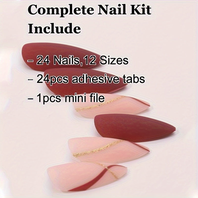 Nails
24pcs Autumn And Winter Almond Shaped Fake Nails Brown Nail Patch With Glitter Design Matter Full Cover Acrylic Nails For Daily Wear (1 Nail File + 1 Jelly Gel Included)