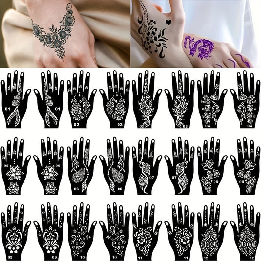 Temporary Tattoos
Reusable Tattoo Hand Stencils, Black Tattoo Templates, Waterproof Reusable Tattoo For Women Teens, DIY Temporary Tattoo Set Of Glitter, Hands Arms Body Art Stencils For Music Festival