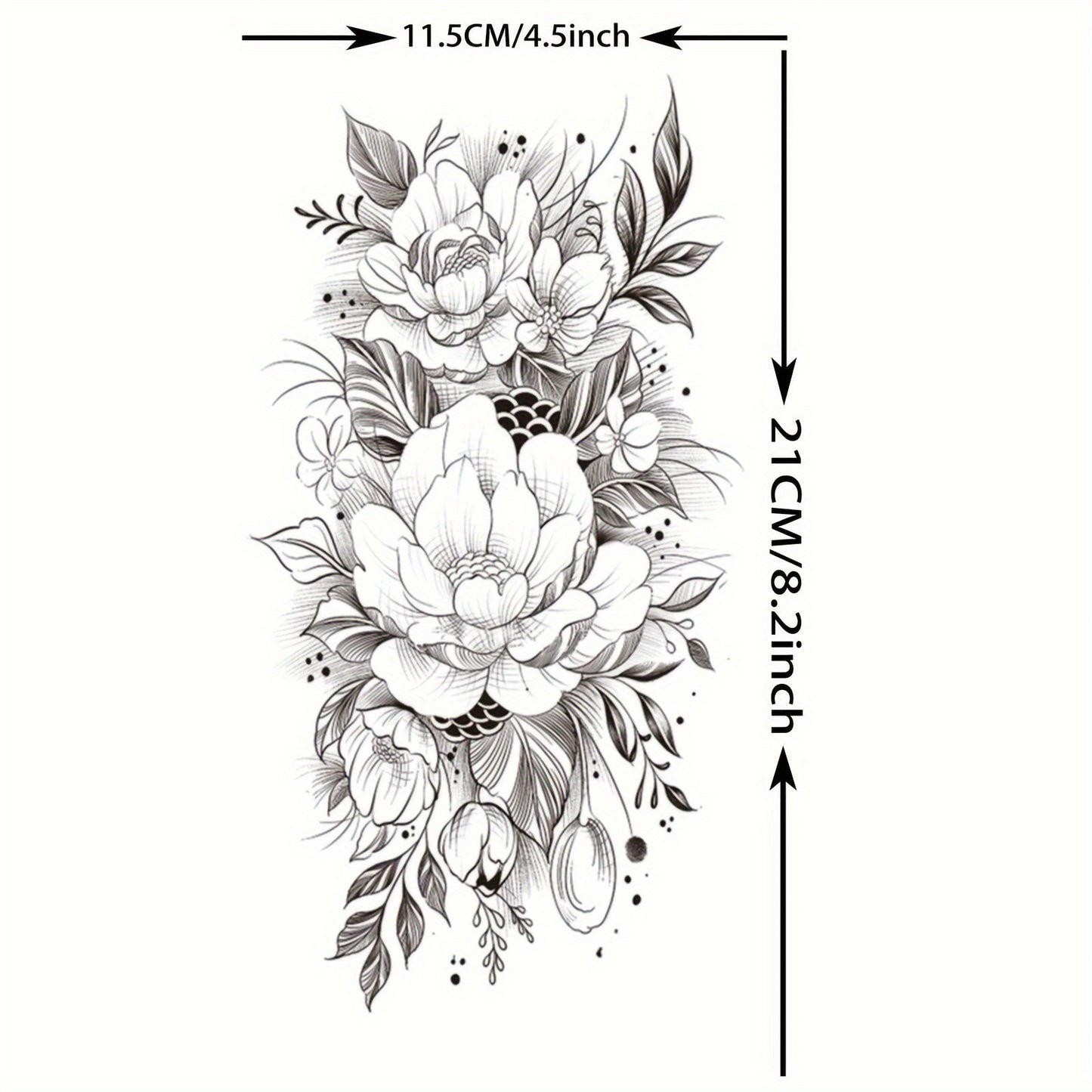 Temporary Tattoos
3D Pencil Sketch Temporary Tattoo Stickers: Lotus Flowers for Women's Arms and Adult Legs - Body Art Painting - Rectangle Shape