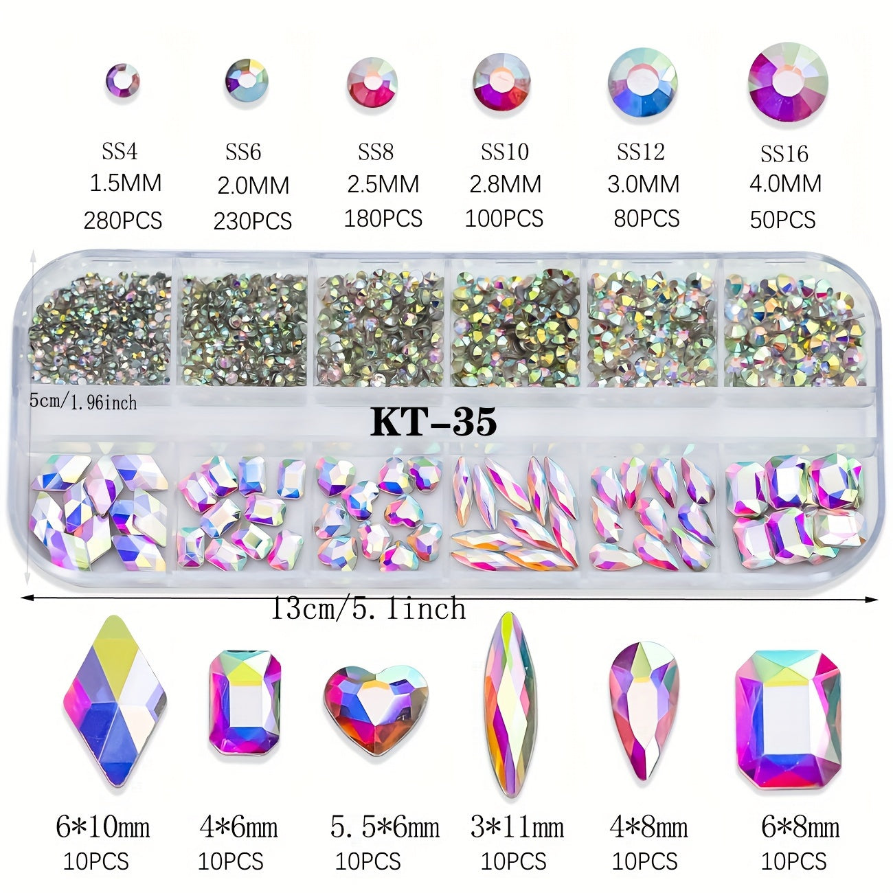 Nails
"Crafty" 980pcs Ab Crystal Nail Art Rhinestone Set - Multi-Shape, Clear Gemstones For Diy Manicure & Pedicure Decorations Nail Rhinestones Rhinestones For Nails