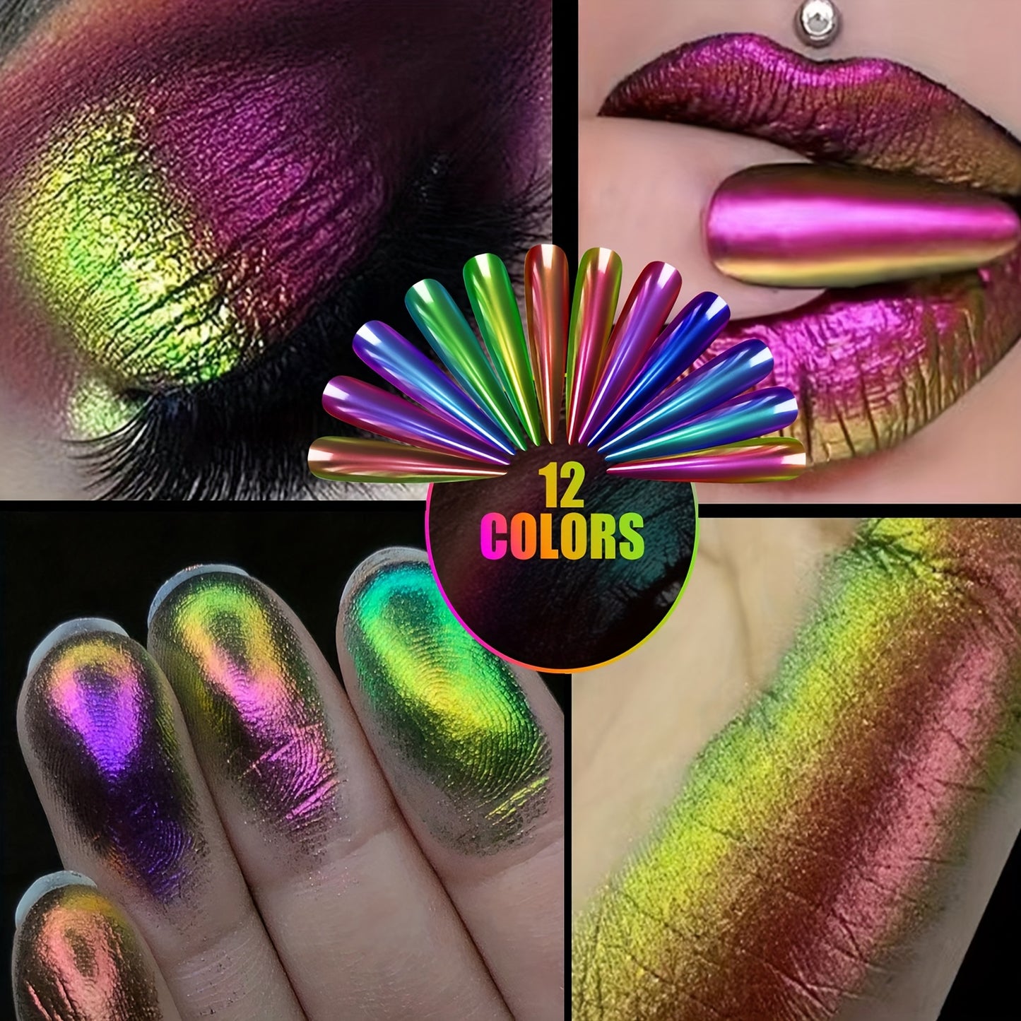 Nails
1jar Chrome Nail Powder Holographic Nail Powder Metallic Mirror Effect Chameleon Pigment Glitter Powder For DIY Manicure