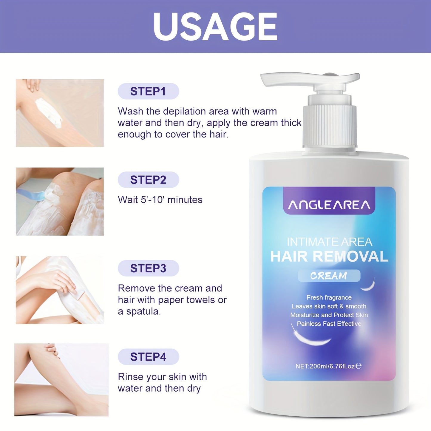 Shave & Hair Removal
ANGLEAREA Intimate Area Hair Removal Cream, Gentle For Sensitive Skin, Private Part Pubic & Bikini Hair Remover, Moisturizing & Calming, Fresh Fragrance - 200ml/6.76oz