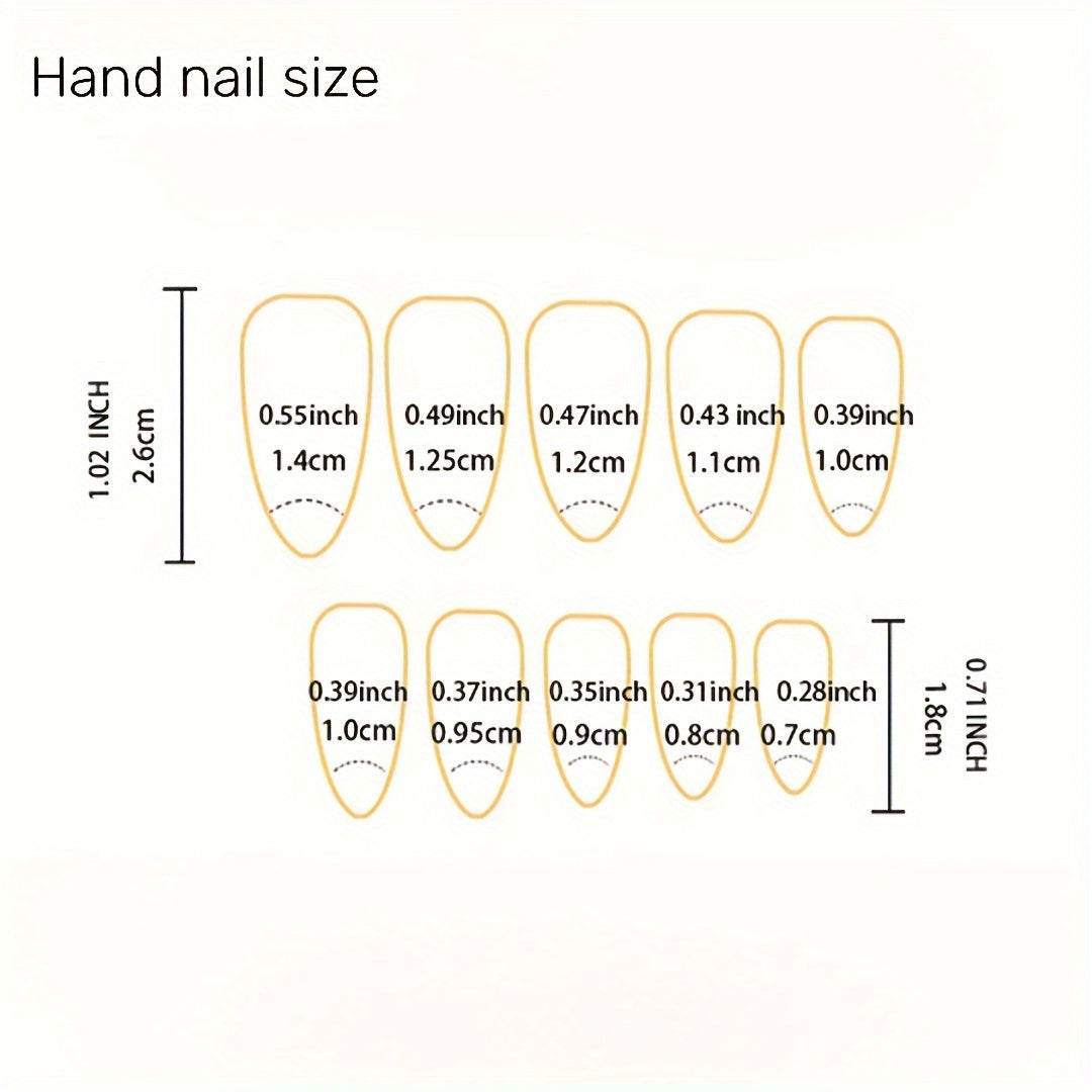 Nails
24-Piece Elegant French Glitter Almond-Shaped Long Nail Set with Handcrafted Rhinestones, Mixed Color Glossy Finish