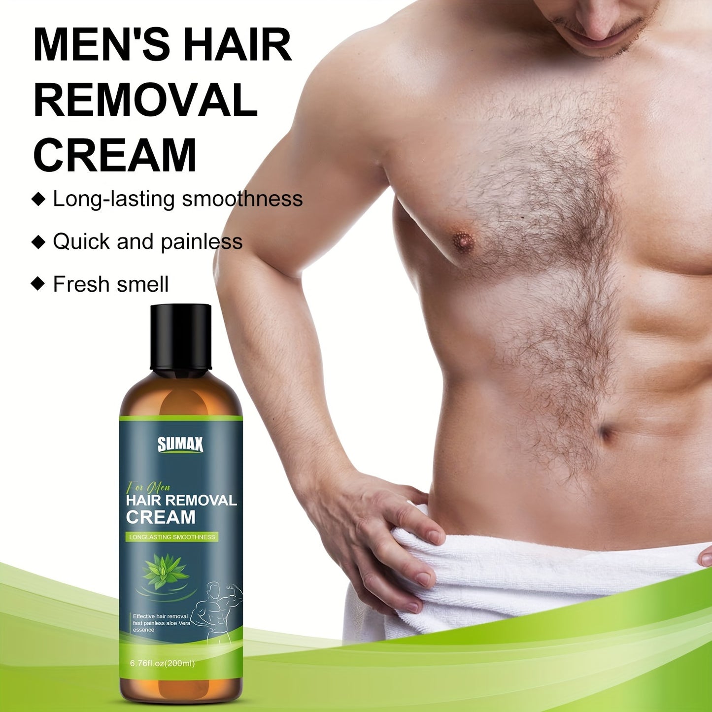 Shave & Hair Removal
SUMAX Men's Hair Removal Cream, 6.76fl.oz (200ml), with Aloe Vera, Gentle & Effective for Male Skin, Minimizes Ingrown Hairs, Long-Lasting Smoothness, Suitable for Sensitive Skin, Body Use