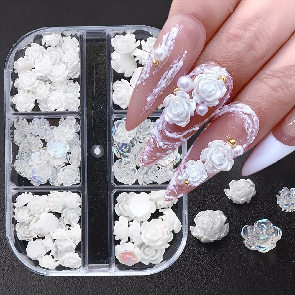 Nails
Flower Nail Art Charms Decoration, 3D Acrylic Flower Nail Charms Nail Stickers Nail Stud Nail Art Supplies For Nail Decorations Accessories, 54PCS