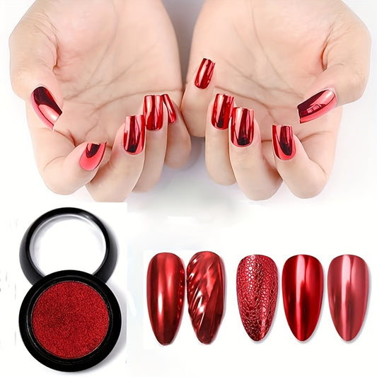 Nails
1Box Red Color Magic Mirror Powder, Metallic Nail Glitter Powder, Chrome Pigment Nail Art Decoration