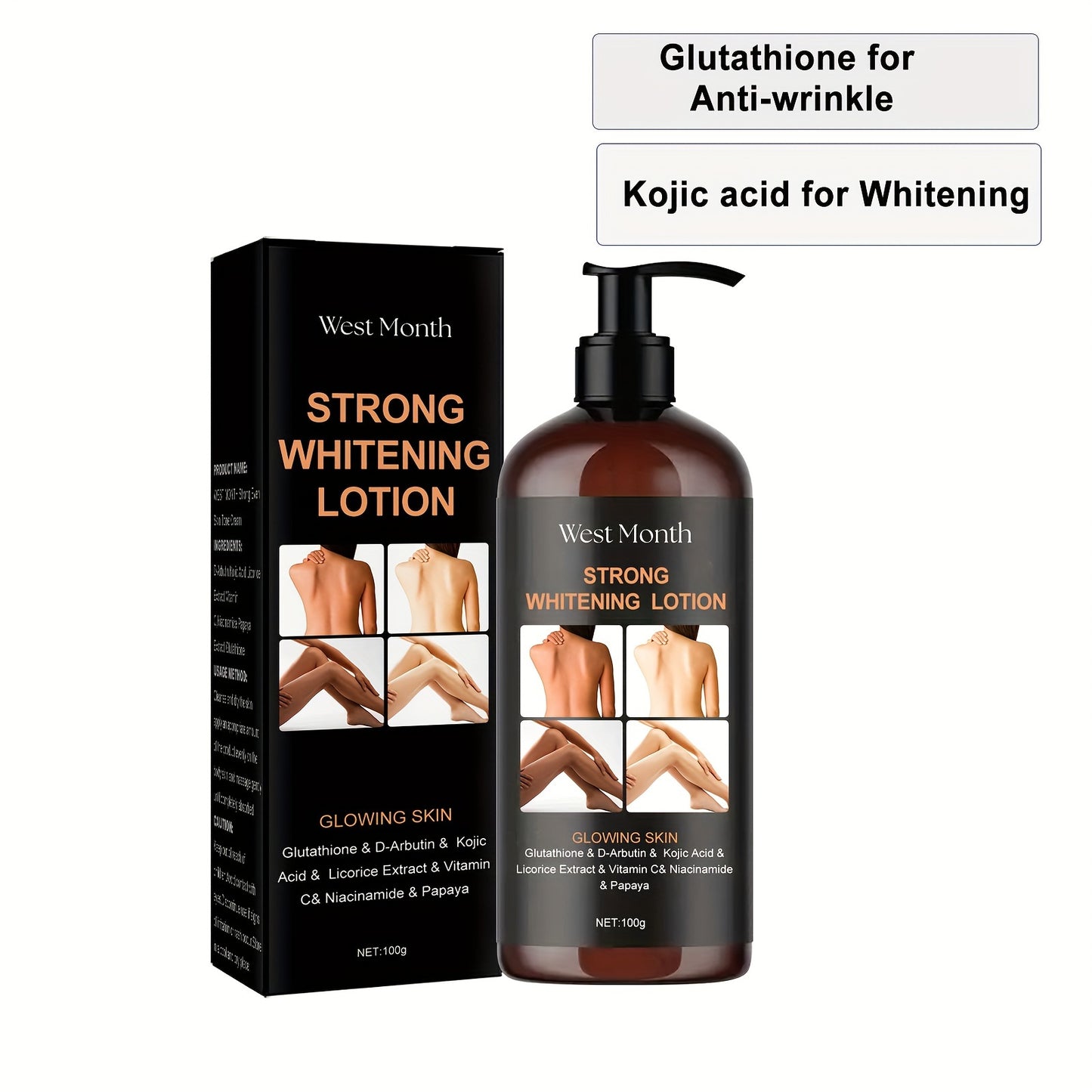 Personal Care
100g Rejuvenating Body Lotion With Arbutin, Kojic Acid, Vitamin C, Niacinamide And Licorice Root Extract, Strong And Effective Skin Rejuvenation Lotion