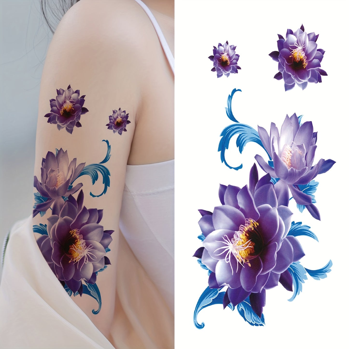 Temporary Tattoos
Chic Butterfly & Floral Temporary Tattoos For Women - Waterproof, Long-Lasting Arm Decals, 8-Piece