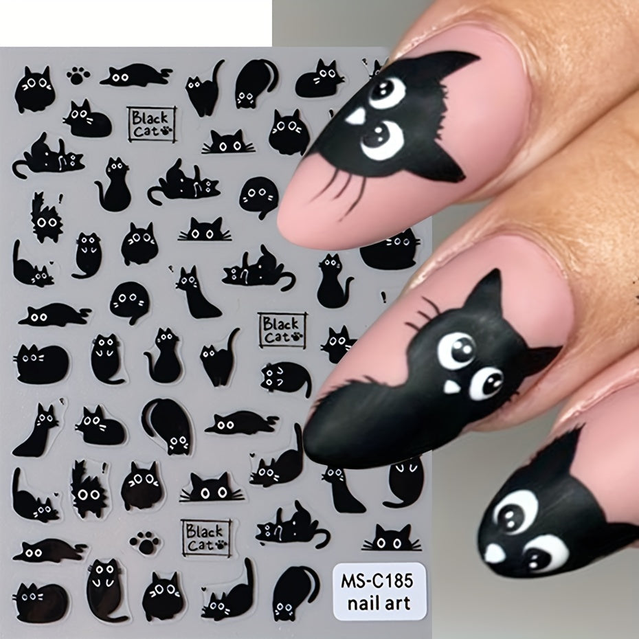 Nails
2pcs Cute 3D Black Cat Nail Art Stickers - Kawaii Cartoon Animal Decals For Diy Manicure, Hypoallergenic & Sparkle Finish Hello Kitty Nail Stickers Cat Nail Stickers