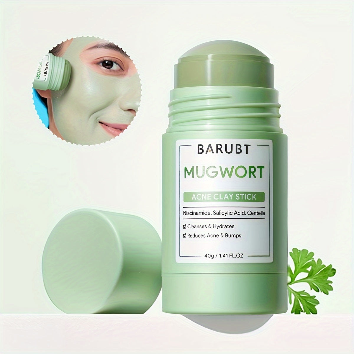 Facial care
BARUBT Mugwort Acne Clay Stick - Unisex Adult Deep Cleansing Mask with Tea Tree Scent, Alcohol-Free for All Skin Types, and Relieves Breakouts with Oxalic Acid - 40g