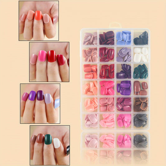 Nails
576pcs Short Press On Nails 24 Color Glossy Fake Nails Full Cover Solid Color Acrylic Artificial False Nail Tips For Women Girls Nail Art Manicure