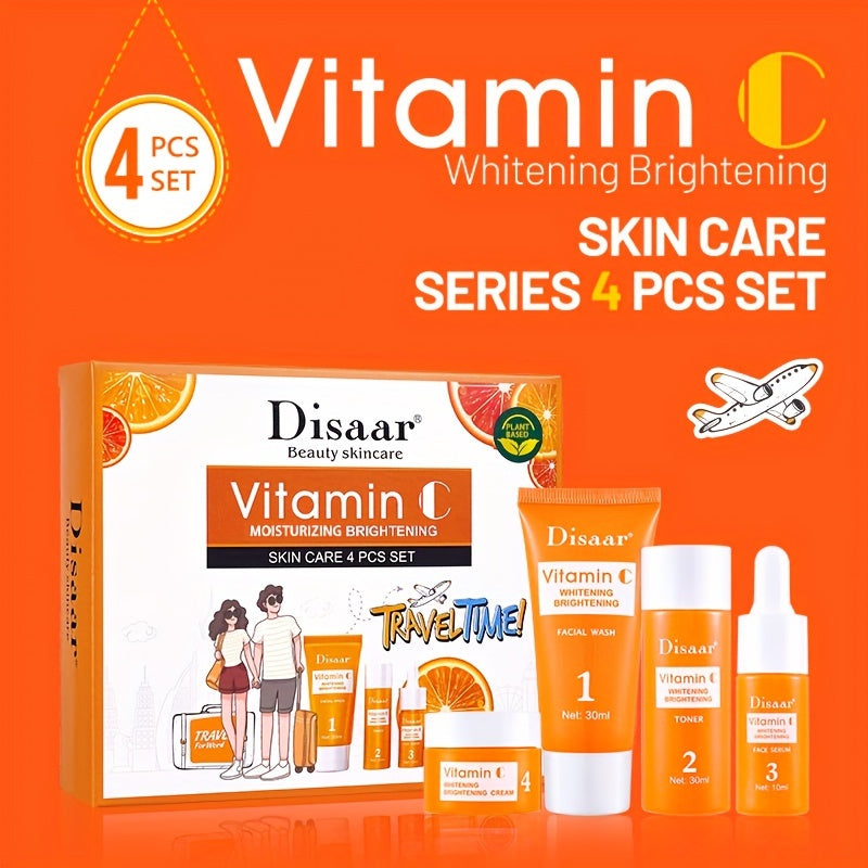 Personal Care
4pcs Vitamin C Skin Care Set Rejuvenating Facial Skin Care Set, Face Wash, Toner, Cream And Serum Combo Set