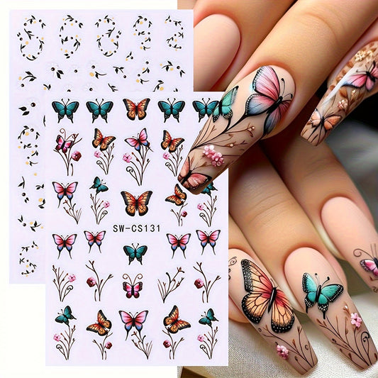 Nails
2pcs 3D Flowers Nail Art Stickers Butterfly Lavender Flowers Design Nail Decal Design Charms Blossom Spring Sticker DIY Manicure Decoration