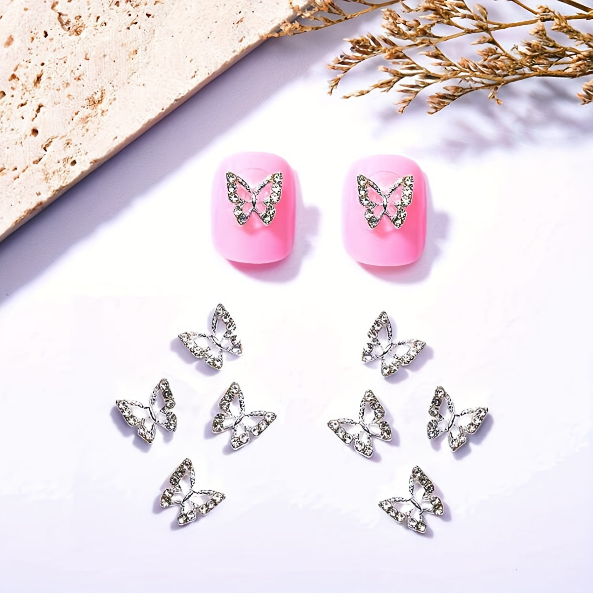 Nails
10pcs, Butterfly Nail Charms With Rhinestones, 3D Alloy Butterfly Nail Gem Accessories, Nail Art Jewelry For Girls Nail Art Crafts Decoration Supplies