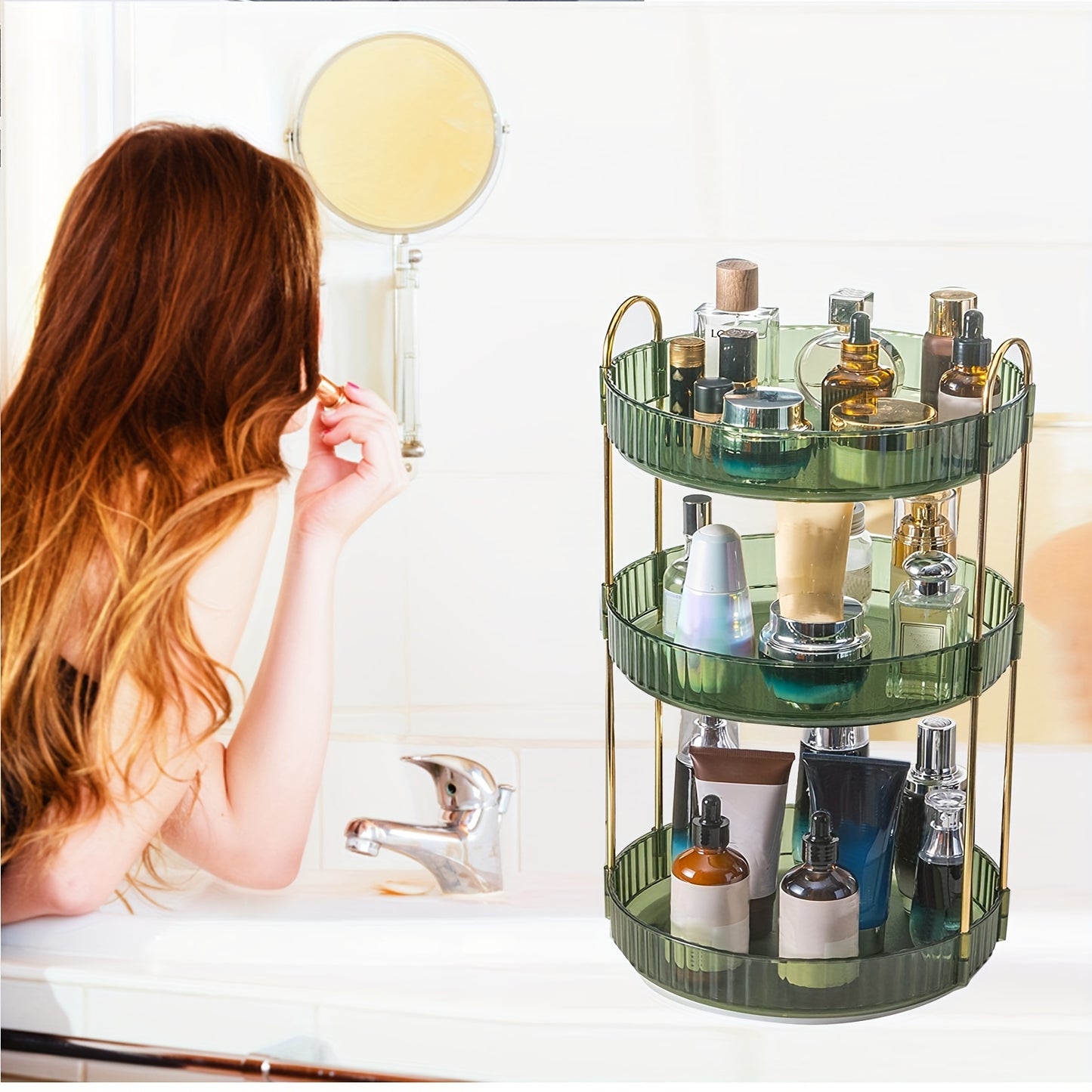 Makeup bags & Storage
360° Rotating Shelving Makeup Organizer - DIY Adjustable Carousel Spinning Holder Rack - Large Capacity Cosmetic Storage Box