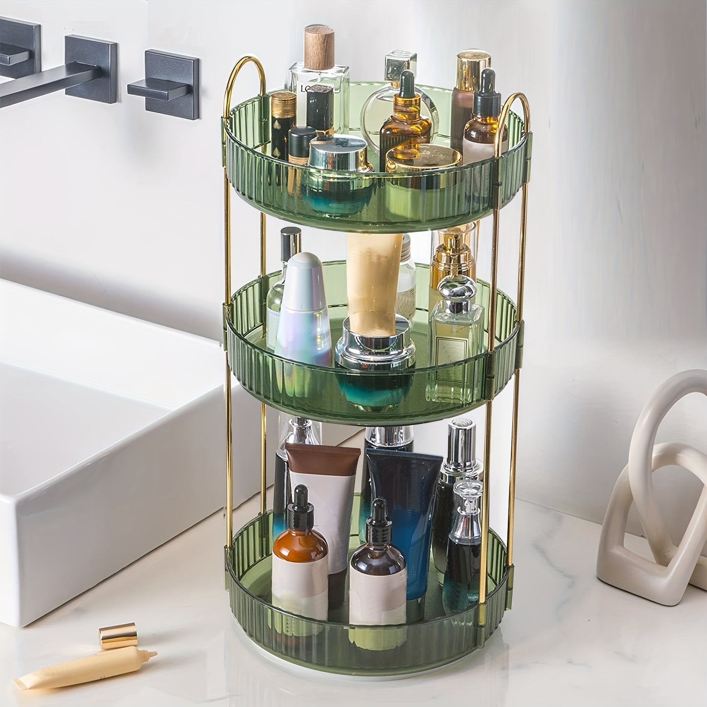 Makeup bags & Storage
360° Rotating Shelving Makeup Organizer - DIY Adjustable Carousel Spinning Holder Rack - Large Capacity Cosmetic Storage Box