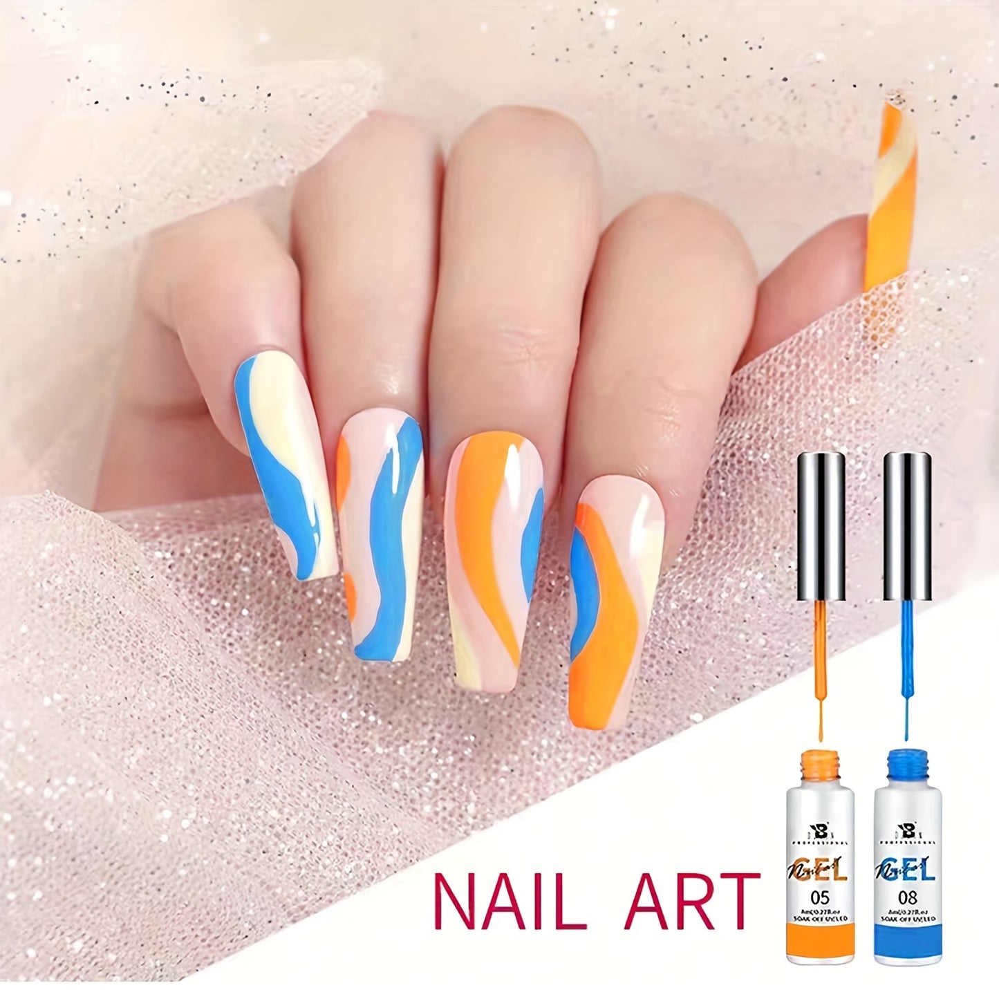 Nails
Nail Art Gel Set, For Nail Design, Fine Line Painting, Long Lasting Odorless Resin, Easy To Apply With Precision Applicator For Music Festival