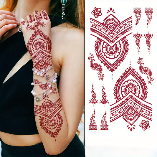 Temporary Tattoos
Festive Brown Henna Temporary Tattoos: Intricate Floral Designs for Men and Women - Body Art Stickers for Henna Lovers