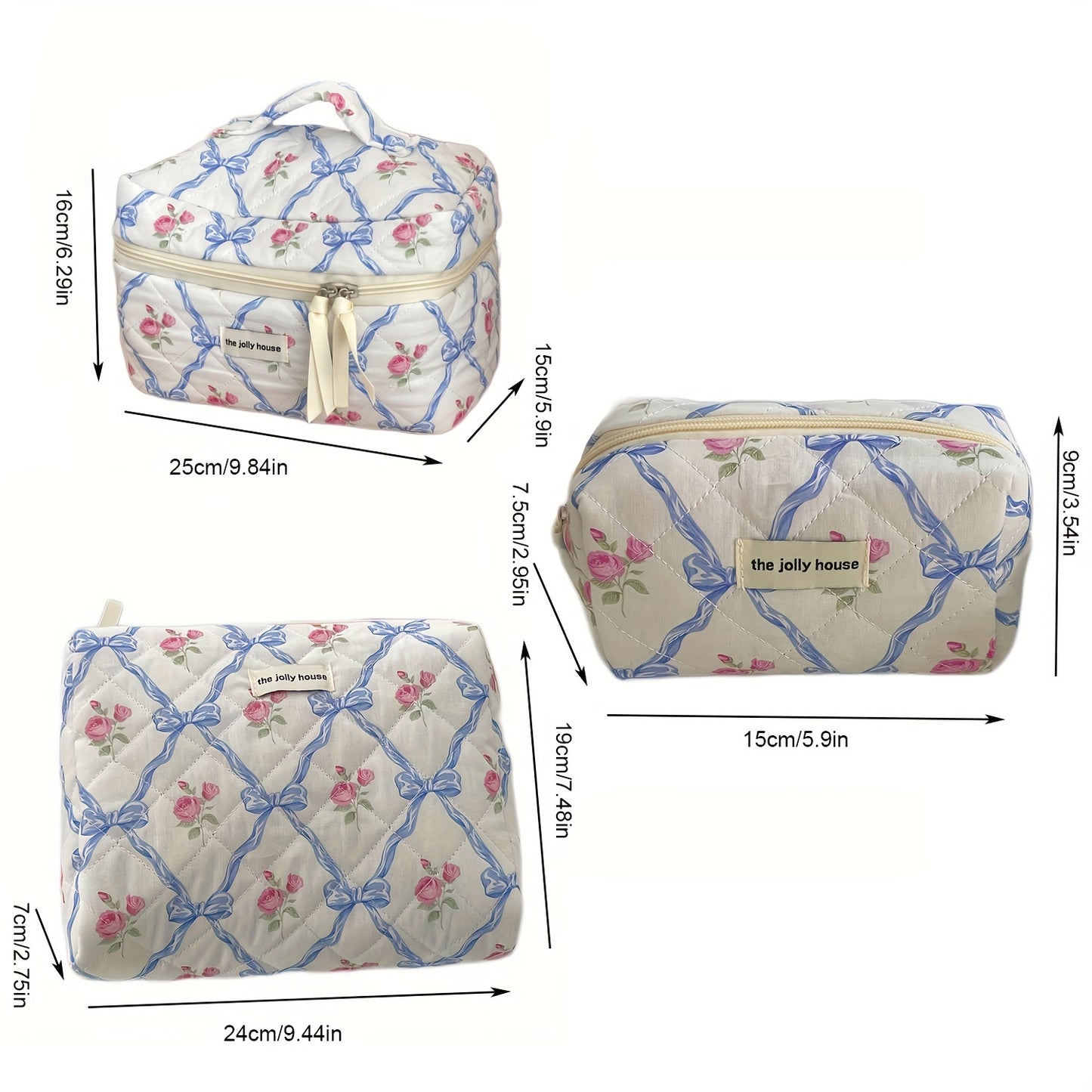 Makeup bags & Storage
Jolly House Quilted Bow And Flower Makeup Bags - Cotton, Gender: Female, Waterproof: No, Low Allergenic