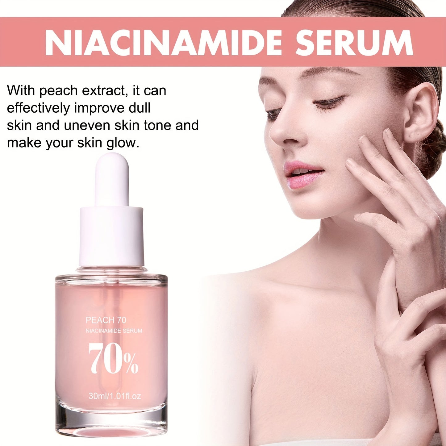 Personal Care
30ml Peach Niacinamide Serum With Hyaluronic Acid, Rejuvenating, Firming And Moisturizing Skin