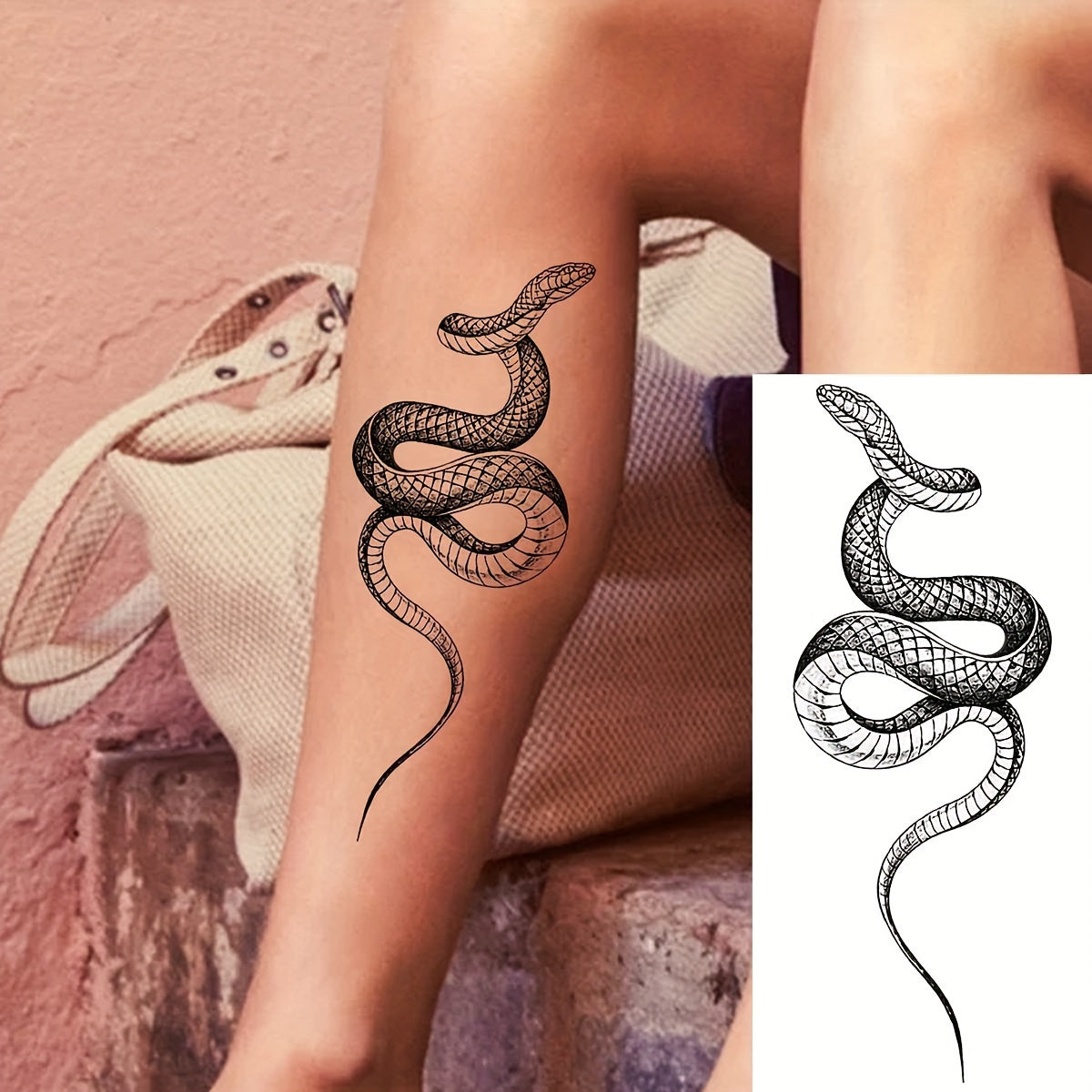 Temporary Tattoos
1 Sheet 3D Snake Temporary Tattoos For Women Arm Legs, Waterproof Serpent Fake Tattoo Sticker, Realistic Body Art