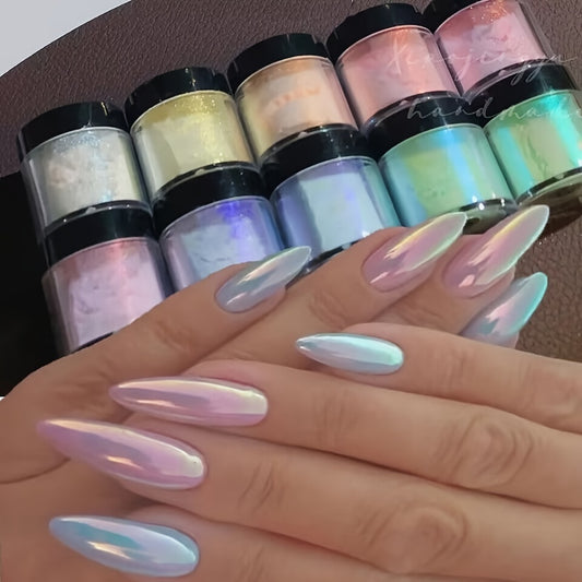 Nails
10 Color Multicolor Holographic Neon Shimmer Glitter Ice Muscle Aurora Nail Pigment Powder Fine Chrome Rubbing Dust Mirror Polish Decoration For Music Festival