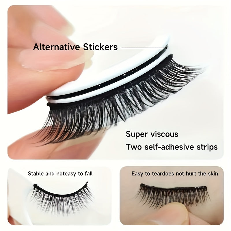 False Eyelashes
False Eyelashes Self Adhesive Reusable Fake Lashes Glue Free Natural 3D Faux Mink Lashes For Women Fast Wearing Full Strip Eyelash Extension For Daily Wear 1 Pair