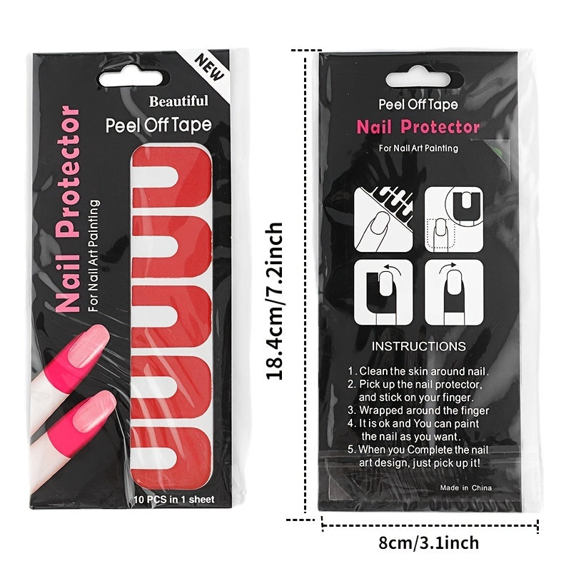 Nails
5 pcs U-Shape Nail Polish Protector for Fingers - Peel Off Cuticle Stickers for Nail Stamping and Manicure - Protects Nails from Damage and Chipping