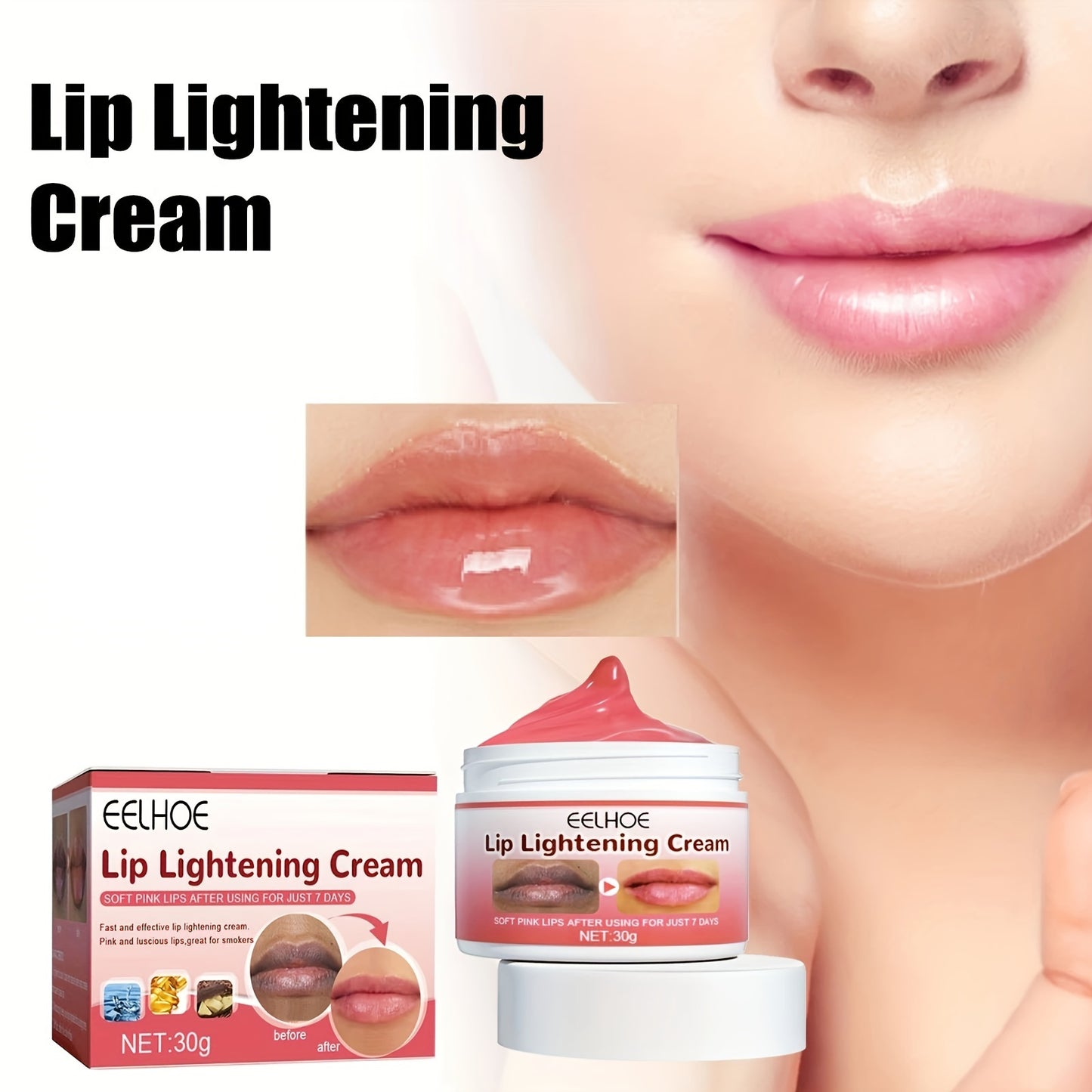 Personal Care
Pink Fresh Lightening Cream Lip Balm - Whitening, Moisturizing, and Nourishing Essence for Dark Smoke Lips