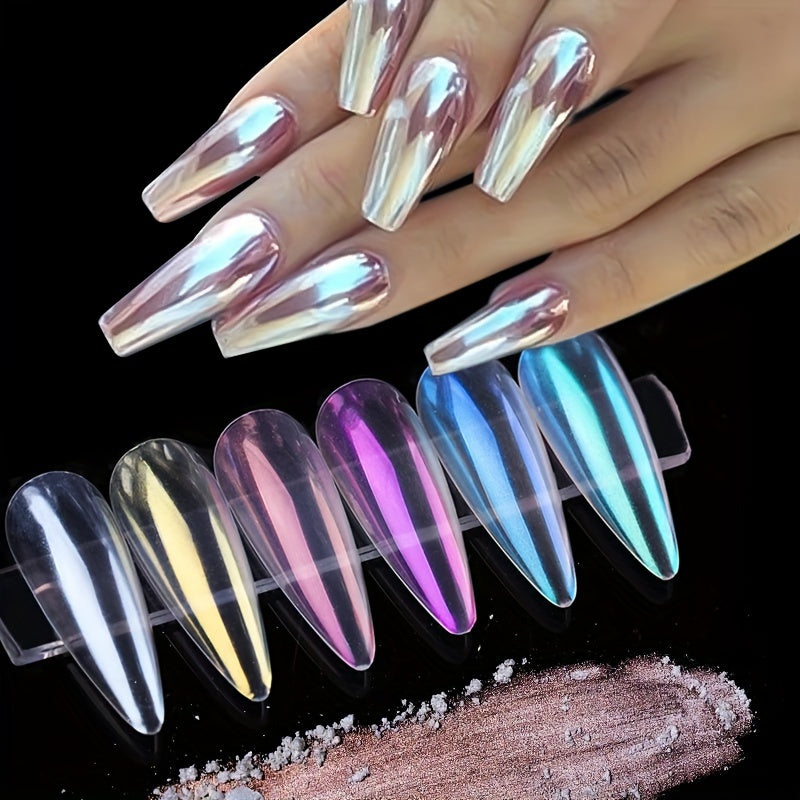 Nails
1box Glitter Chrome Nail Powder White Pearl Aurora Pigment Powder For Nails Mirror Effect For Nail DIY Manicure