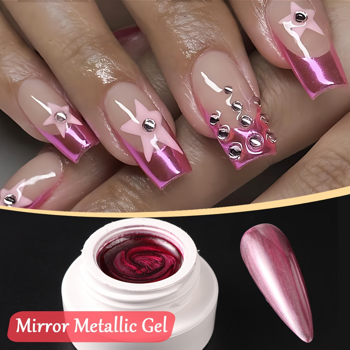 Nails
10ml Silvery Metallic Painting Gel Mirror Effect 8 Colors 3D Painted Nail Gel Polish, Drawing Flower French Line Metallic Silvery Sparkling Mirror Glitter UV/LED Gel