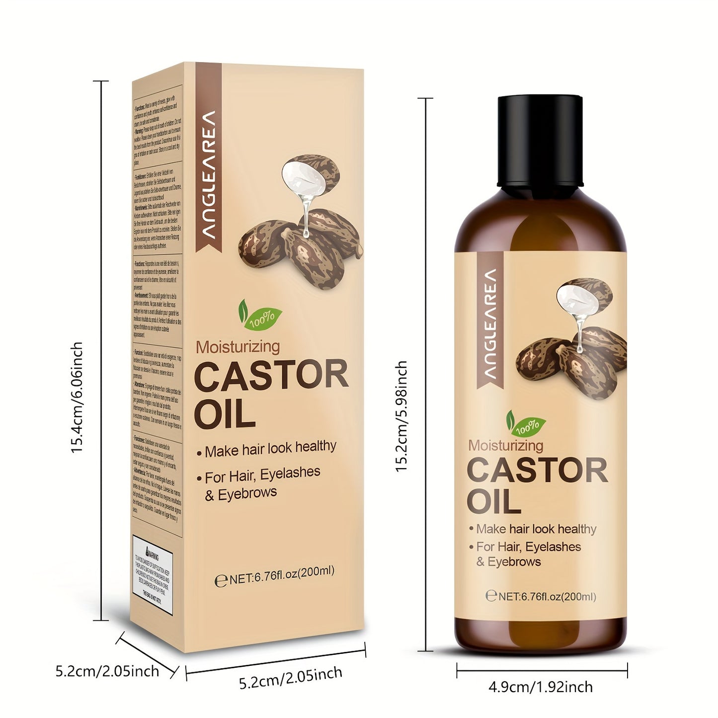 Hair Care
200ml/6.76fl.oz Castor Oil For Hair, Eyelashes & Eyebrows, Cold-Pressed Unrefined, Essential Oil For Dry Hair, Skin & Nail Care