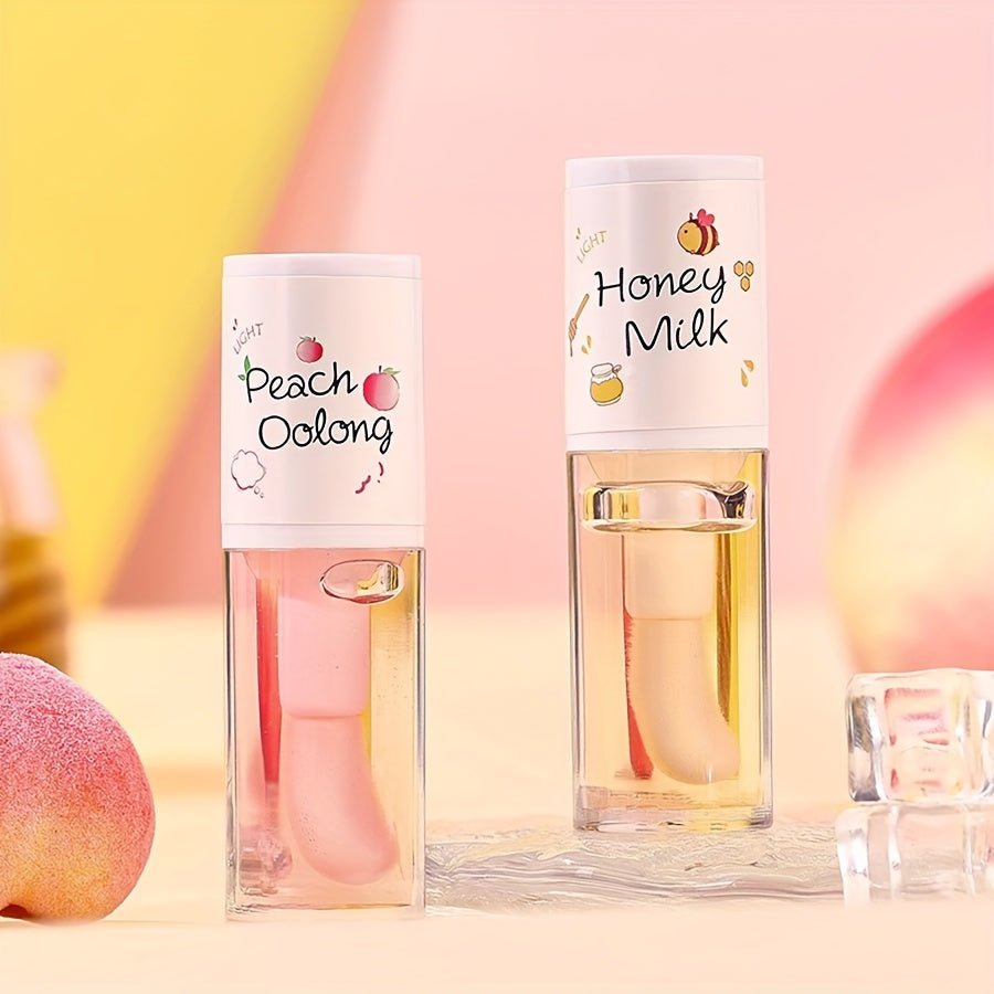 Personal Care
Peach Oolong & Honey Milk Lip Essence Oil Set, 5ml Each, Moisturizing & Hydrating, Improve Dryness, Lip Line Smoothing, Softening Transparent Gloss, Beauty Lip Care With Plant Squalane