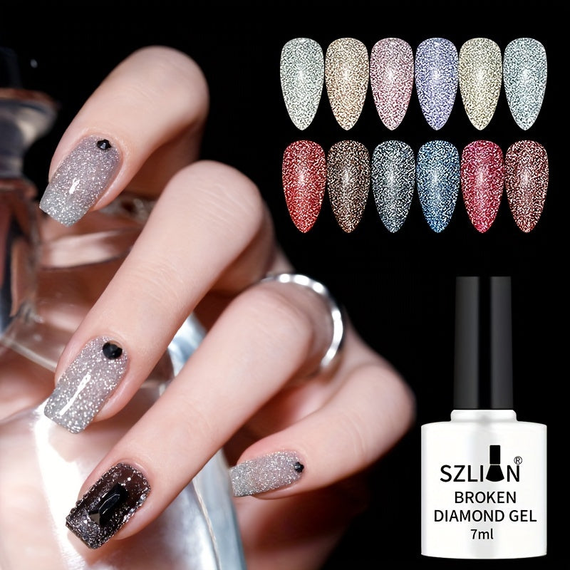 Nails
12 Colors 7ml Reflective Glitter Gel Nail Polish, Disco Broken Diamond Gel, Sparkling Gel Polish, For Manicure Home Salon DIY