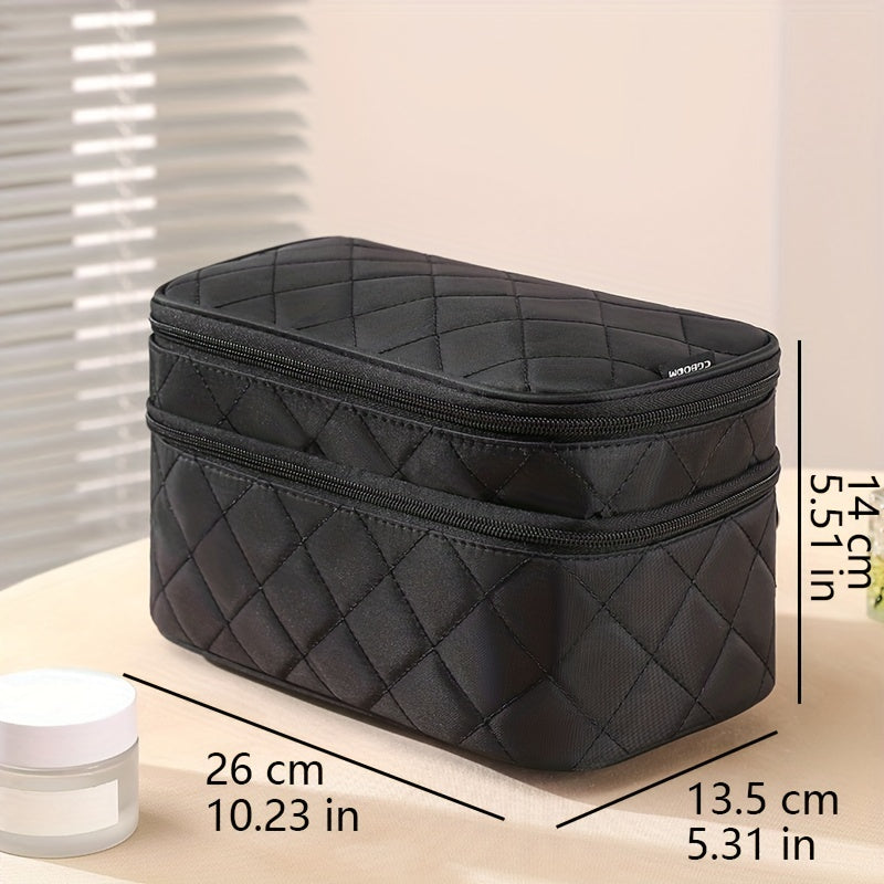 Makeup bags & Storage
Double Layer Travel Makeup Bag With Carry Handle - Organize Brushes, Tweezers, And Eyeliner In Style