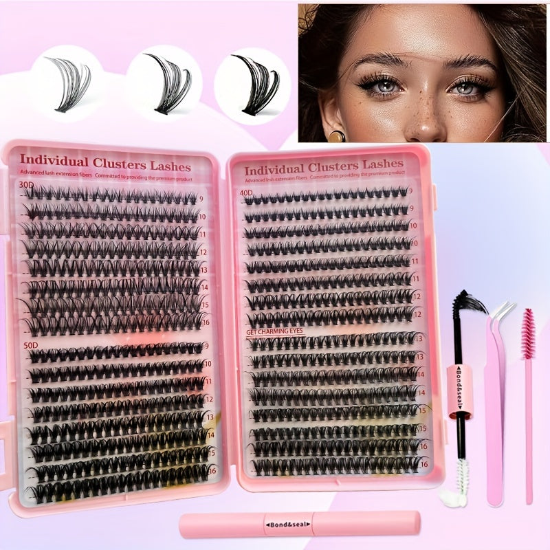 False Eyelashes
DIY Lash Clusters Eyelash Extension Kit 640/280pcs 30D40D50D Individual Lashes, Extra Thick, D Curl 9-16mm Mixed Length Lashes, DIY Eyelash Extension At Home Wispy Manga Lashes Look