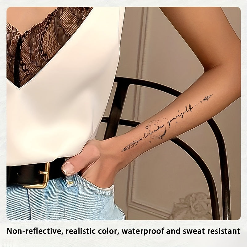 Temporary Tattoos
1pc Semi-Permanent Herbal Juice Tattoo Sticker, Simple Line Art, Waterproof And Sweat Resistant, Non-Reflective Realistic Color, Lasts Up To Two Weeks