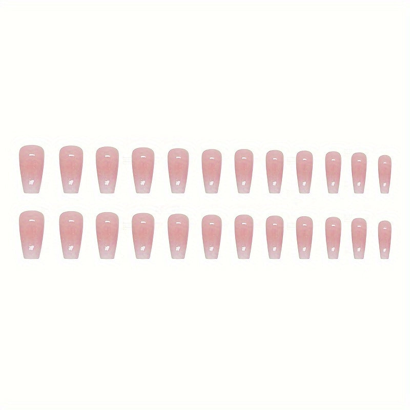 Nails
24pcs Glossy Long Ballerina Fake Nails, White And Pinkish Gradient Press On Nails, Gentle False Nails For Women Girls