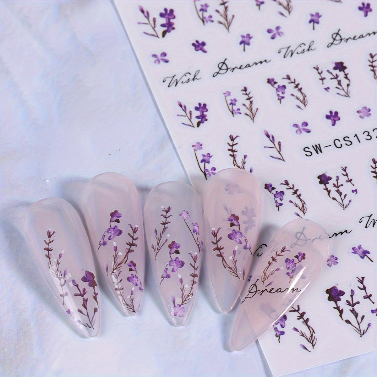 Nails
2pcs 3D Flowers Nail Art Stickers Butterfly Lavender Flowers Design Nail Decal Design Charms Blossom Spring Sticker DIY Manicure Decoration