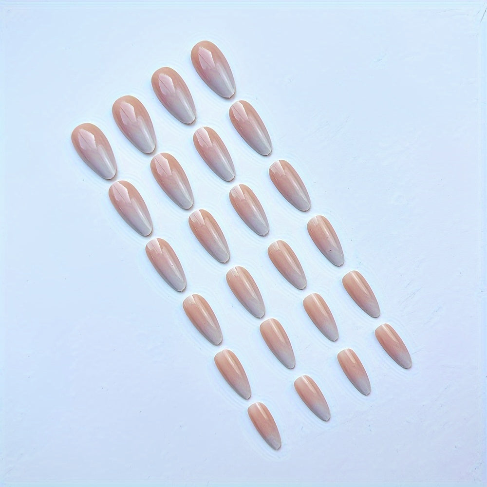 Nails
24pcs Glossy Long Almond Fake Nails, Nude White Gradient Press On Nails, Tender False Nails For Women Girls - Daily Wear